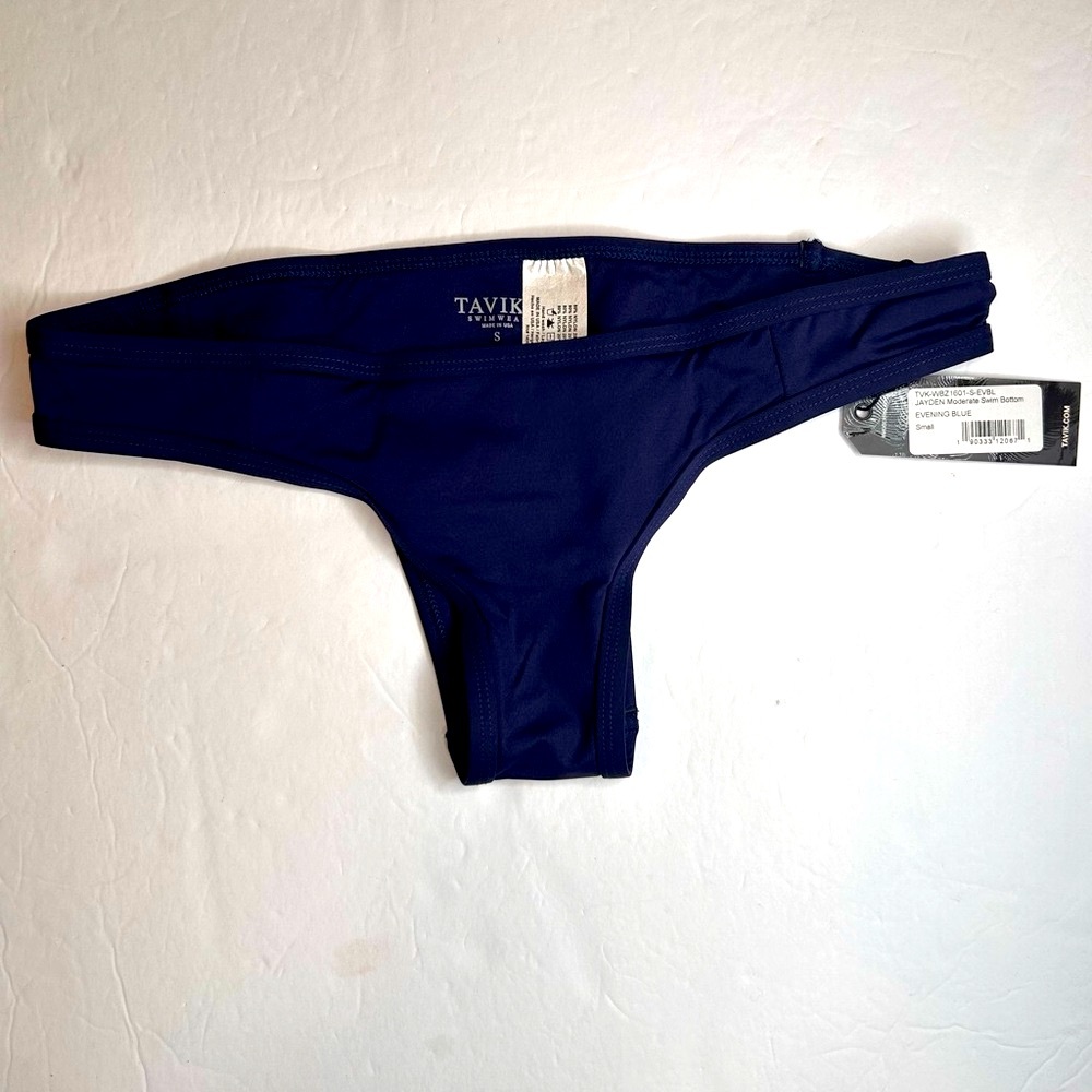 NWT Tavik Jayden Swim Moderate Coverage Swimwear Bikini Bottom Evening Blue S